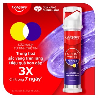 [Bản giới hạn] Kem đánh răng Colgate vòi nhấn thông minh Optic White Purple x IU, cho răng trắng sáng hơn 130g/ống