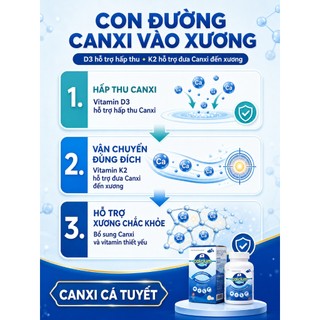 [CÓ TEM TÍCH ĐIỂM - HOẢ TỐC] Canxi Cá Tuyết lọ 100 viên Cod Fish Calcium, viên uống vị dâu có thể nhai - Hàng chính hãng