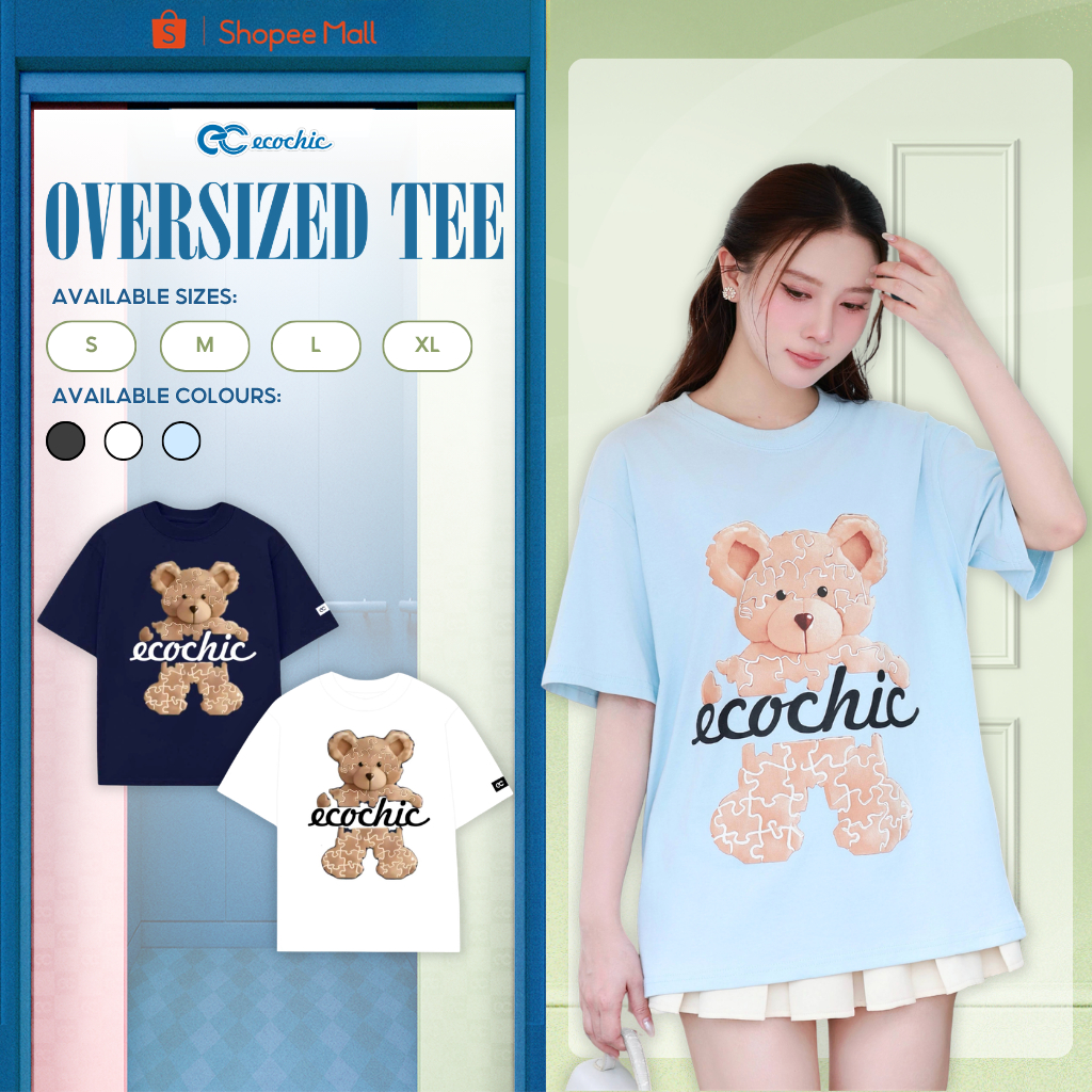 Áo Thun Oversize ECOCHIC B255 Hình Gấu Nâu Dễ Thương Form Rộng Chất Liệu Cotton Cao Cấp Mềm Mịn | BigBuy360 - bigbuy360.vn
