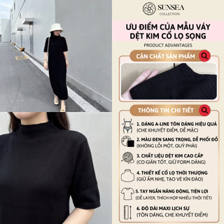 Đầm nữ,váy nữ liền thân cộc tay dáng dài cổ 3 phân chất len gân mềm mại form rộng tôn dáng siêu xinh D221 YuuMi Style