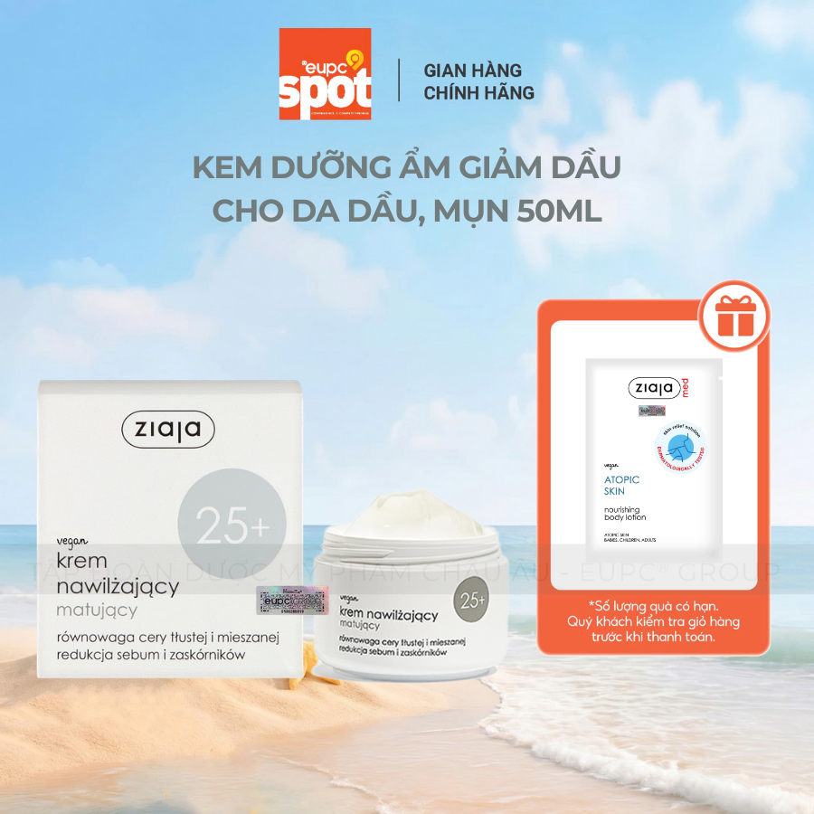 [HSD: 3/2027] Kem Dưỡng Ẩm Ziaja Giảm Dầu Cho Da Dầu, Mụn 50ml