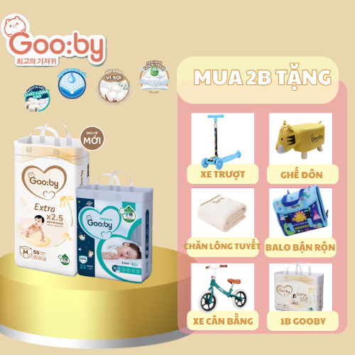 [KÈM QUÀ] COMBO 2 Bịch Gooby Extra cải tiến, siêu mỏng mềm, thấm hút tốt size NB/S/M/L/XL/XXL/XXXL