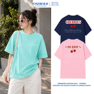 Áo Thun Oversize "CHERRY" Brand Onebold Cotton 270gsm Form Rộng, Áo Phông Nam Nữ Dễ Thương- OB01