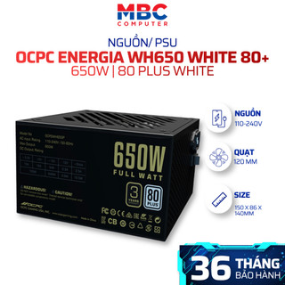Nguồn Máy Tính OCPC ENERGIA WH650 WHITE 650W 80 PLUS White | APFC | Quạt 120mm Hydraulic | BH Chính Hãng 36 Tháng