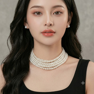 [ DAISYN ] N620  dây chuyền áo dài , dây chuyền áo tấc, dây chuyền váy cưới ngọc trai nhân tạo 9 sợi 5mm ngắn sang trọng