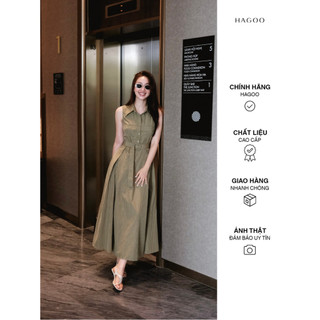 Váy sơ mi nữ công sở dáng dài sát nách cổ đức HAGOO phong cách trẻ trung hiện đại phù hợp đi chơi đi làm [V9080]