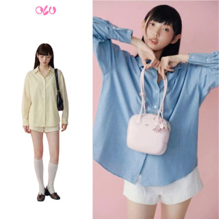 Áo sơ mi OLV tay dài dáng rộng Cotton Striped Long Sleeves Shirt nhiều màu phù hợp mọi dịp