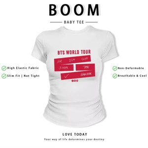 BOOM Áo Baby Tee Nữ Cotton Ôm Body-Áo Thun Ngắn Tay Y2K In Hình PhongCách Mùa Hè, Cổ Tròn Hàng Đầucách hàn quốc phong006