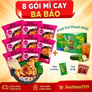 Combo 8 Gói Mì Cay Ba Báo tặng kèm 8 gói trà bí đao + ớt độ