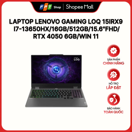 Laptop Lenovo Gaming LOQ 15IRX9 i7-13650HX/16GB/512GB/15.6"FHD/RTX 4050 6GB/Win 11