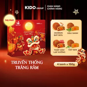 Bánh Trung Thu THỌ PHÁT - Combo Truyền Thống Trăng Rằm gồm 4 Bánh loại 1 trứng 150g - Kido Group