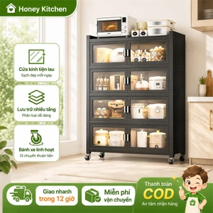 Tủ bếp Đa Năng thép cacbon Kệ để đồ nhà bếp thời trang bền và mạnh mẽ Kệ tủ có bánh xe