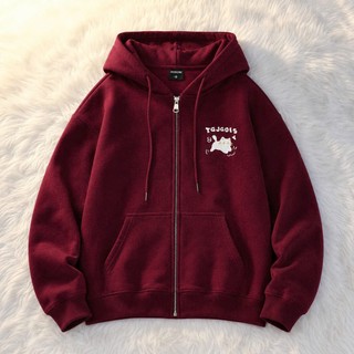 Áo Khoác Hoodie Zip Mèo TGJGOIS Nỉ Lông Cáo Dày Dặn Form Boxy Unisex Có Mũ Khóa Kéo Nam Nữ KONOVA