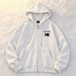 Áo Khoác Hoodie Zip Mèo TGJGOIS Nỉ Lông Cáo Dày Dặn Form Boxy Unisex Có Mũ Khóa Kéo Nam Nữ KONOVA