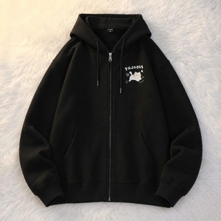 Áo Khoác Hoodie Zip Mèo TGJGOIS Nỉ Lông Cáo Dày Dặn Form Boxy Unisex Có Mũ Khóa Kéo Nam Nữ KONOVA