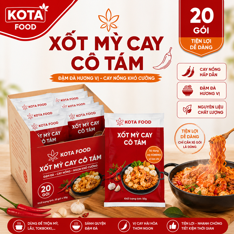 Sốt Mỳ Cay Cô Tám Hộp 20 gói