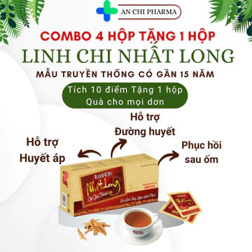 Combo 4 Tặng 1 Linh chi đỏ CG Linh Chi Nhất Long - Hỗ trợ cho người mỡ máu, ổn định đường huyết, huyết áp