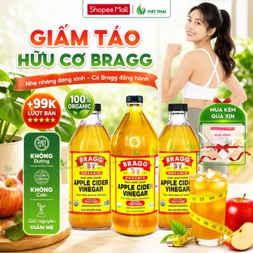 Giấm Táo Hữu Cơ Hỗ Trợ Giảm Cân Bragg Chính Hãng Mỹ Dấm Táo Organic Lên Men Tự Nhiên Có Giấm Cái