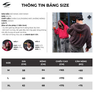 Áo Khoác Zip Dấu Thập Wash Nỉ Chân Cua Form Boxy Unisex Rộng Nam Nữ | SSSTORE.Aesthetic