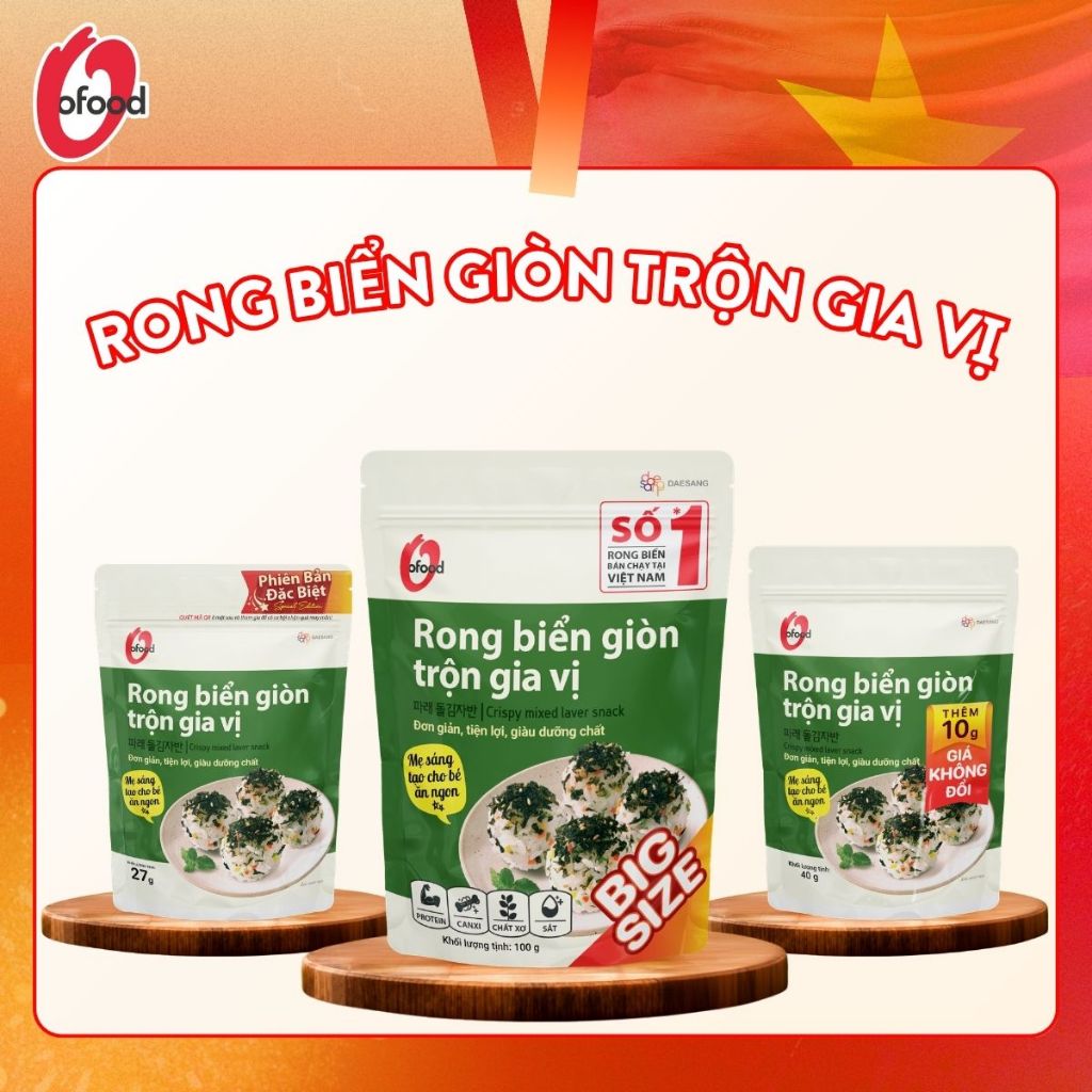 Rong biển giòn trộn gia vị O’food – Vị ngọt vừa ăn, trộn cơm cháo tiện lợi, ngon miệng, đồ ăn vặt ngon