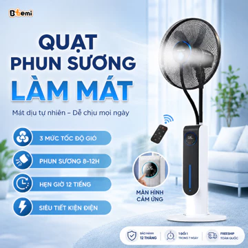 Quạt Phun Sương Điều Hòa, Quạt Gió Hơi Nước Cao Cấp, Quạt Hơi Nước Điều Hòa Tạo Ion Âm Công Suất 85W