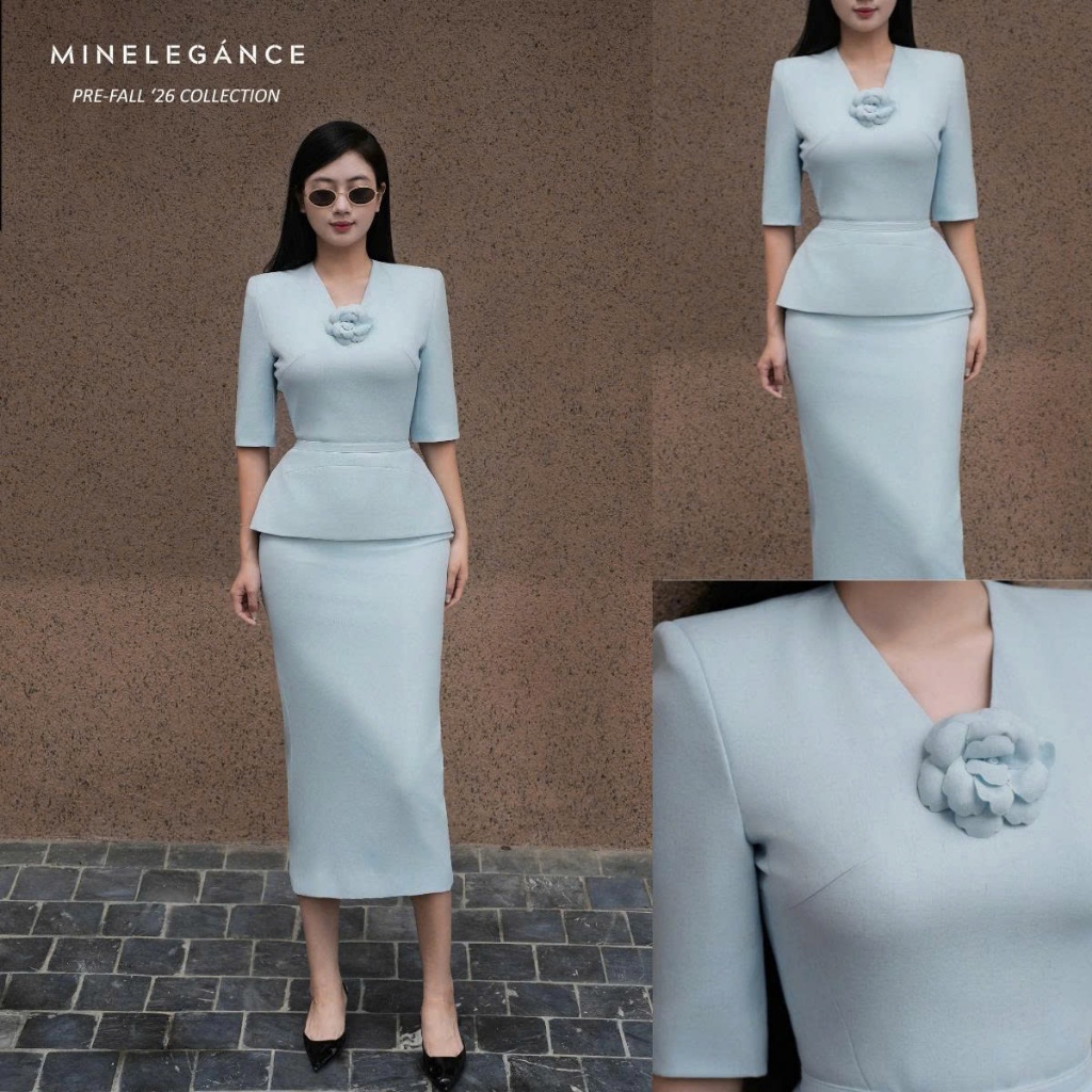 MINELEGÁNCE | SET ÁO VEST & CHÂN VÁY BÚT CHÌ THANH LỊCH, SANG TRỌNG - MIN214