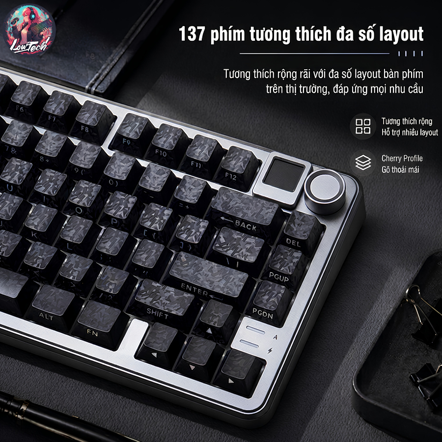 Keycap Carbon | Chất liệu PC Nhám, Cực Bền Bỉ | Profile Cherry 132 Nút | Hoạ tiết vân Carbon độc lạ | BigBuy360 - bigbuy360.vn