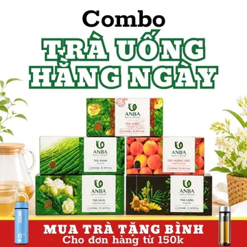 Combo 5 Hộp Trà ANBA Uống Mỗi Ngày – Trà Xanh, Trà Nhài, Trà Đào, Atiso, Trà Gừng