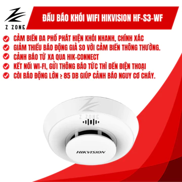 Đầu báo khói Hikvision HF-S3 quang điện WiFi – Phát hiện khói nhanh, cảnh báo tức thì qua app