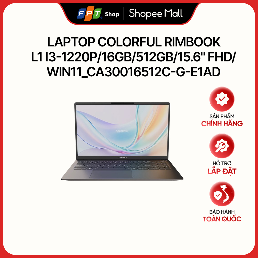 Laptop Colorful Rimbook L1 i3-1220P/16GB/512GB/15.6" FHD/Win11_CA30016512C-G-E1AD