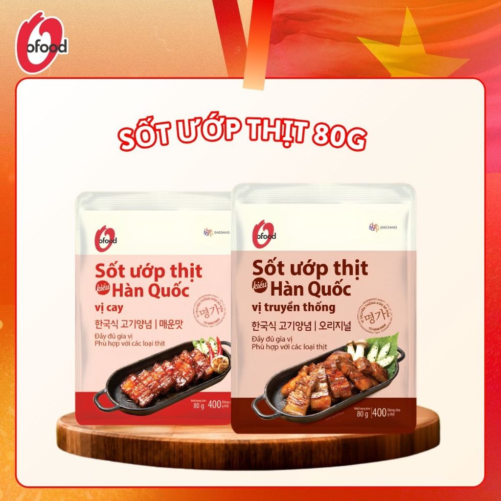 Sốt ướp thịt Hàn Quốc OFood gói 80g, giúp thị mềm, ngọt, thơm dậy vị dùng cho 400g thịt