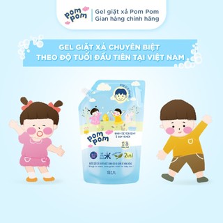 Nước Giặt Xả Pom Pom Active Túi 2.7L - 2in1 Tiết Kiệm Dành Cho Cả Gia Đình, Sạch Thơm Mềm Vải, Hương Nắng Mai AT27