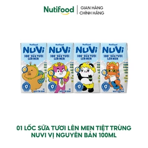 Lốc Sữa Tươi Lên Men Tiệt Trùng Nuvi vị Nguyên Bản 100ml