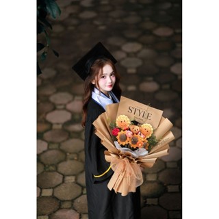 [HCM] Bó hoa len 60cm, hoa tốt nghiệp kèm gấu