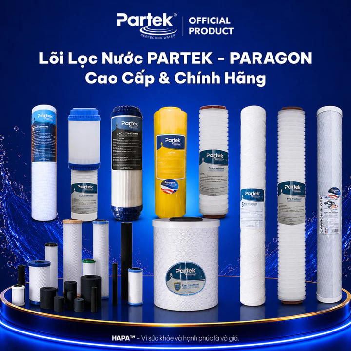 Lõi Lọc Nước PARTEK PARAGON Chính Hãng 10 inch 20 inch P1005-PP CATION PP-CATION GAC UDF CTO Carbon
