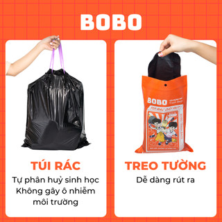 Túi rác BOBO 200 túi có dây rút treo tường chất liệu HDFE siêu chịu lực chống thấm nước không lo bẩn tay