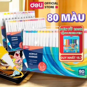 Bút Màu Acrylic Marker Deli 80 Màu Túi Nhựa Vẽ Mọi Chất Liệu Mực Bền Lâu Phai ChuẩnMàu
