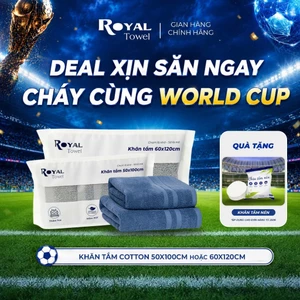 Khăn Tắm Royal Towel 50x100cm Hoặc 60x120cm Sợi Cotton Mềm Mịn, Thấm Hút Tốt, Không Xổ Lông, Không Phai Màu