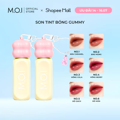 Bộ Đôi MOI 2 Son Tint Bóng Gummy Lip Tint MOI 3g -  Bóng Mọng Nhẹ Môi Bền Màu