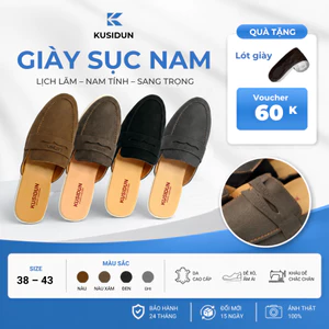 Giày Sục Nam Da Cao Cấp KUSIDUN Đế Cao Su Chống Trơn Trượt Hở Gót Thời Trang Nam Công Sở KSD01