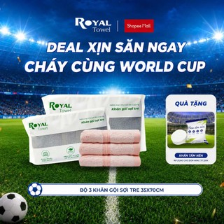 Bộ 3 Khăn Gội Royal Towel 35x70cm Sợi Tre Bamboo, Mềm Mịn, Thấm Hút Tốt, Không Xổ Lông, Không Phai Màu, An Toàn Cho Da
