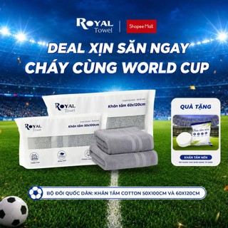 Bộ Đôi Quốc Dân: 1 Khăn 50x100cm và 1 Khăn 60x120cm Sợi Cotton Mềm Mịn, Thấm Hút Tốt, Không Xổ Lông, Không Phai Màu