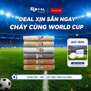 Khăn Tắm Khăn Gội Khăn Mặt Royal Towel Thêu Hình Gia Đình, Sợi Cotton Mềm Mịn, Thấm Hút Tốt, Kháng Khuẩn