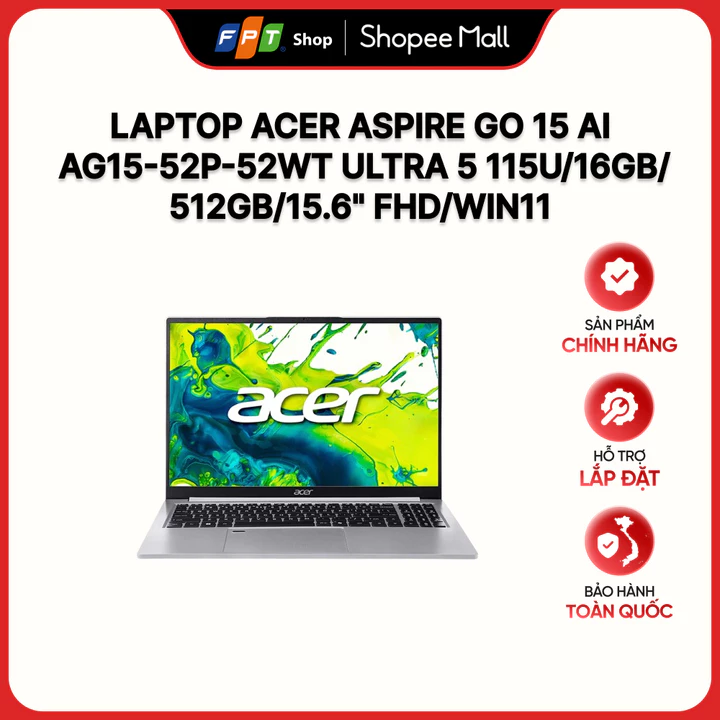 Laptop Acer Aspire Go 15 AI AG15-52P-52WT Ultra5 115U/16GB/512GB/15.6" FHD/Win11