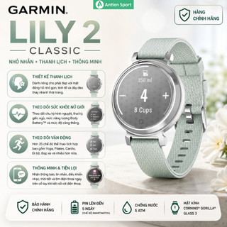 Đồng Hồ Thông Minh Garmin Lily 2 Classic/Sport thiết kế nhỏ gọn thời trang - Hàng chính hãng