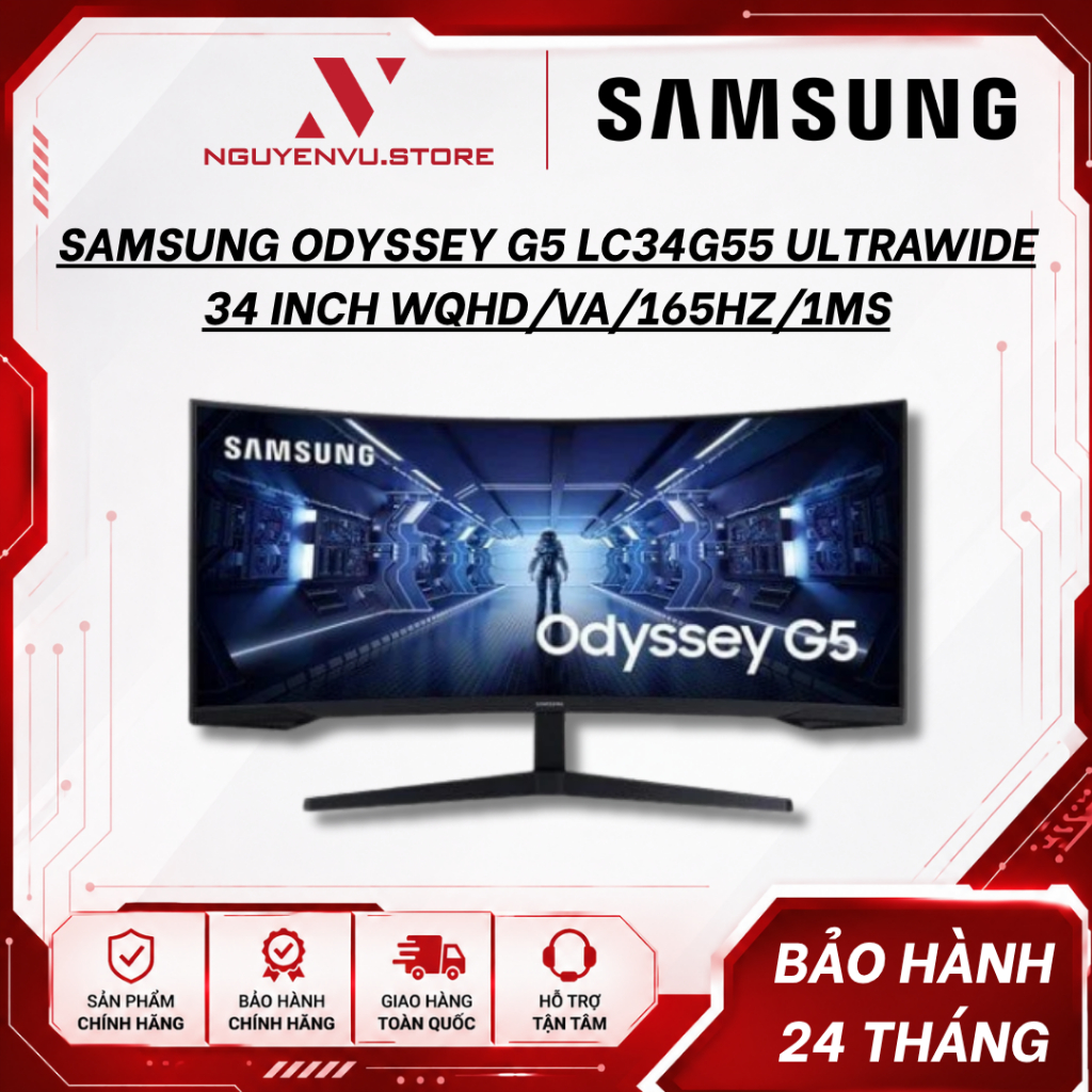Màn hình cong Gaming Samsung Odyssey G5 LC34G55TWWEXXV Ultrawide 34 Inch (WQHD/VA/165Hz/1ms) - LC34G55 - Hàng chính hãng