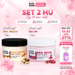 Tẩy tế bào chết body LUISLOVE chiết xuất Dừa Macca, Niacinamide dưỡng sáng da 310g [Tặng 1 sữa Tắm]