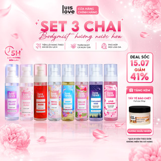 [MUA 3 TẶNG 1]Body Mist LuisLove 115ml tặng Tẩy tế bào chết Body 310g -Combo dưỡng da thơm mịn