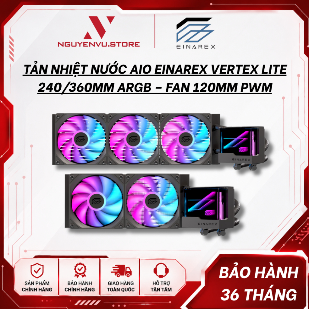 Tản Nhiệt Nước AIO Einarex Vertex Lite 240/360 - Bảo Hành 36 Tháng