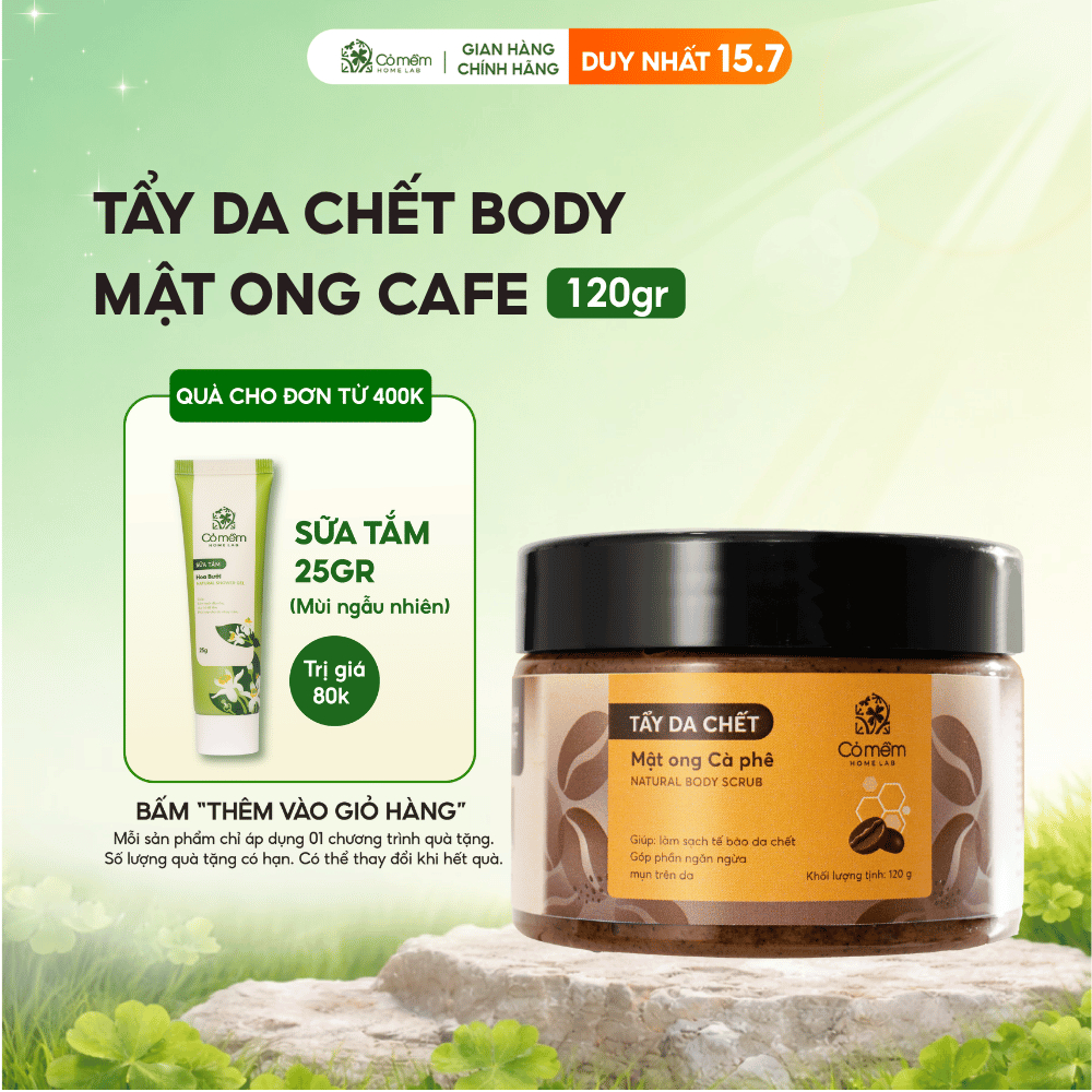 Tẩy Da Chết Body Mật Ong Cà Phê Làm Sạch Da Cho Da Mịn Màng Sáng Sạch Cỏ Mềm 120g